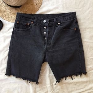 VINTAGE Levi’s 501 Button Fly Black Cut Off Shorts